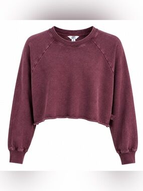 JoyLab Burgundy Acid-Wash Cropped Sweatshirt Women’s M